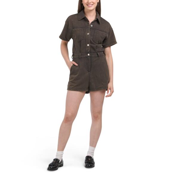 NWT LE LIS Women's Cotton Blend Smocked Waist Short Sleeve Romper - Picture 2 of 7